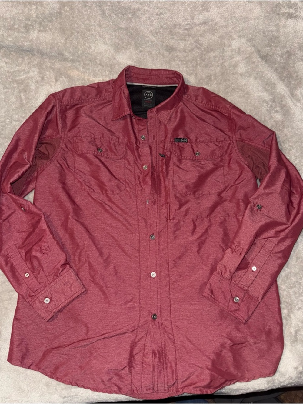 Wrangler Men's Maroon Button-Up Shirt Jacket